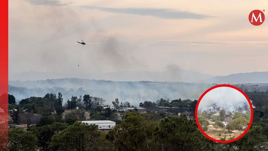 Autoridades combaten incendio en El Oasis del Bosque de la Primavera en Zapopan