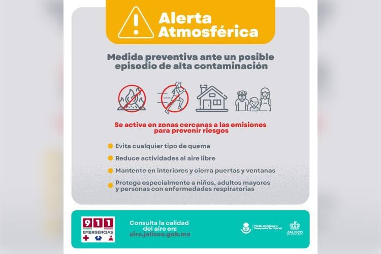 Activan alerta atmosférica por incendio de pastizal en Zapopan