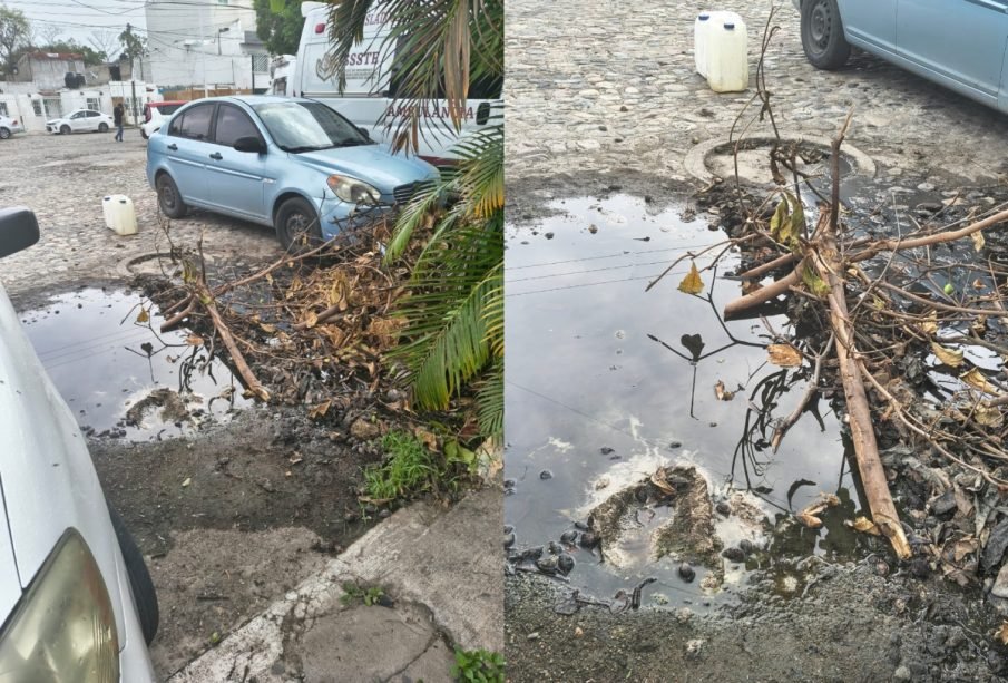 Fuga de aguas negras contamina entrada de urgencias del ISSSTE en Puerto Vallarta; vecinos exigen solución