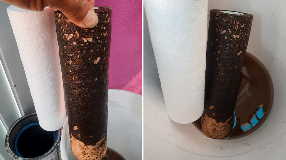 Exhibe filtro lleno de lodo la crisis del agua en Guadalajara